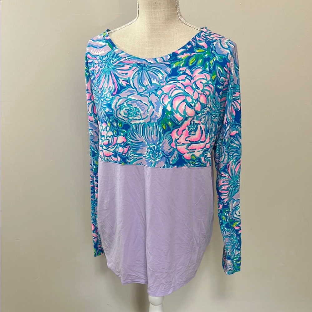 Lilly Pulitzer‎ Floral Long Sleeve Top - Blue and Pink